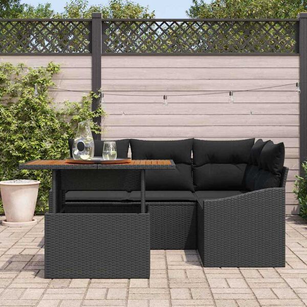 vidaXL Ensemble de canap&eacute; de jardin 5 pcs Noir Poly rotin