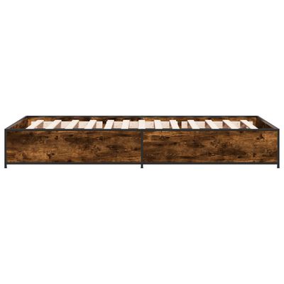 vidaXL Cadre de lit chêne fumé 90x190 cm bois d'ingénierie et métal