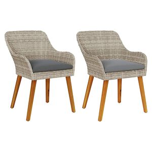 vidaXL Chaise de jardin 2 pc Gris clair polyrotin