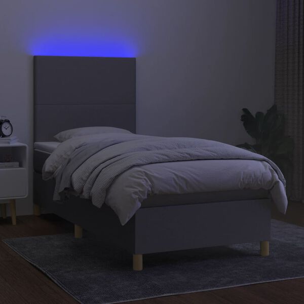 vidaXL Sommier &agrave; lattes de lit et matelas et LED Gris clair 100x200 cm