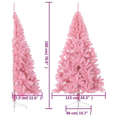 vidaXL Demi sapin de Noël artificiel avec support Rose 180 cm PVC