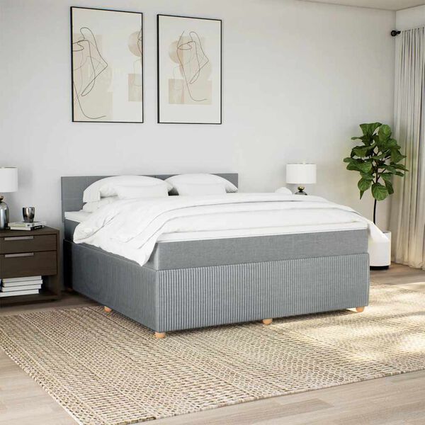 vidaXL Sommier &agrave; lattes de lit avec matelas Gris clair 180x200cm Tissu