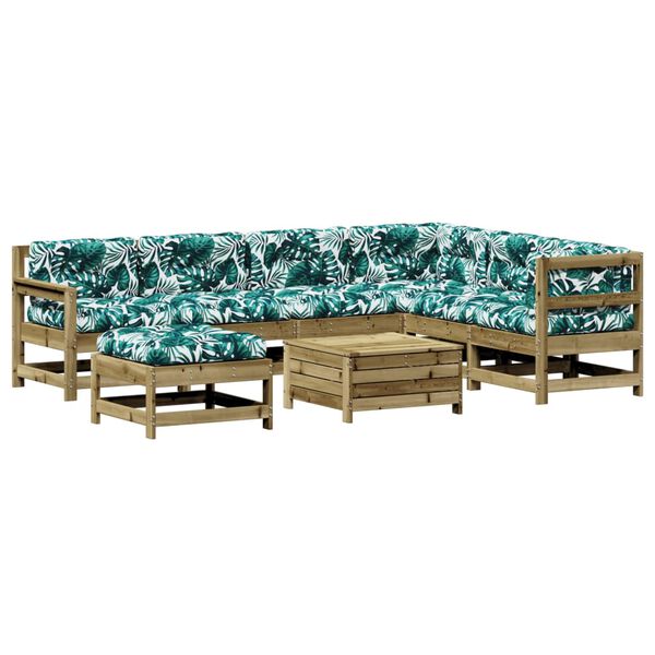 vidaXL Salon de jardin 8 pcs avec coussins bois de pin impr&eacute;gn&eacute;