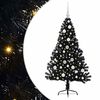 vidaXL Sapin de No&euml;l artificiel pr&eacute;-&eacute;clair&eacute; Noir 120 cm PVC