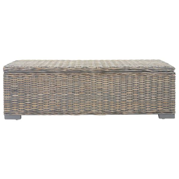 vidaXL Bo&icirc;te de rangement Gris 110 cm Rotin kubu naturel et acajou