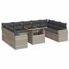 vidaXL Salon de jardin avec coussins 10 pcs gris clair r&eacute;sine tress&eacute;e