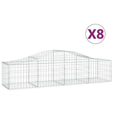 vidaXL Paniers à gabions arqués 8 pcs 200x50x40/60 cm fer galvanisé