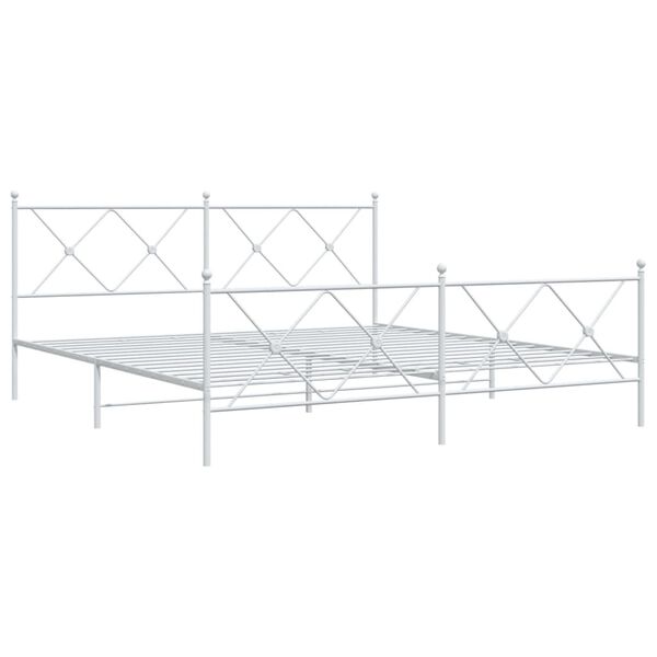 vidaXL Cadre de lit m&eacute;tal sans matelas et pied de lit blanc 180x200 cm