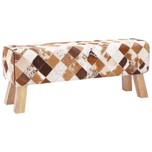 vidaXL banc 110 x 30 x 45 cm Cuir v&eacute;ritable Patchwork marron