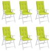 vidaXL Coussins de chaise de jardin &agrave; dossier haut lot de 6 vert vif