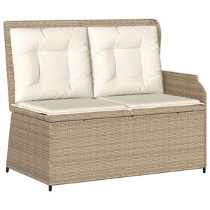vidaXL Banc de jardin avec coussin Beige Poly rotin