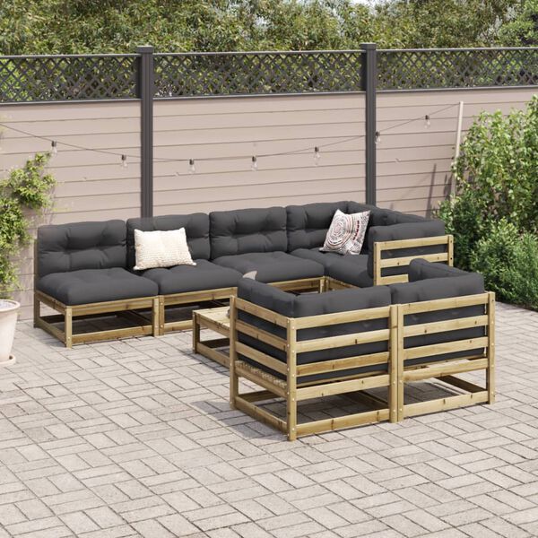 vidaXL Salon de jardin 8 pcs bois de pin impr&eacute;gn&eacute;