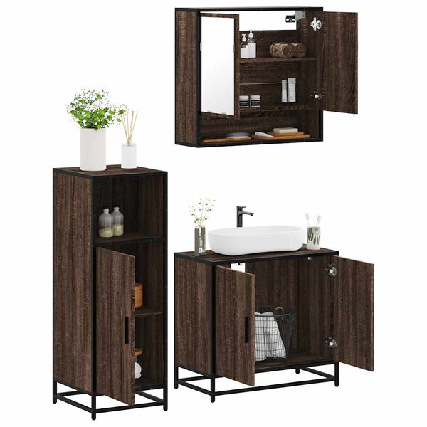 vidaXL Ensemble de meubles de salle de bain 3 pcs Chêne marron