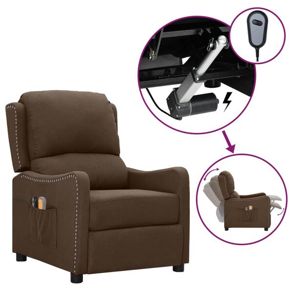 vidaXL Fauteuil &eacute;lectrique de massage Marron Tissu