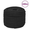 vidaXL Corde de bateau Noir complet 14 mm 100 m Polypropyl&egrave;ne