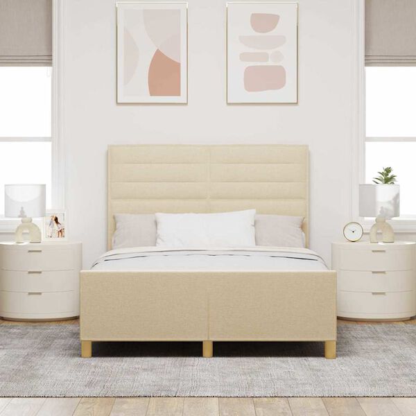 vidaXL Cadre de lit avec t&ecirc;te de lit Cr&egrave;me 160 x 200 cm tissu