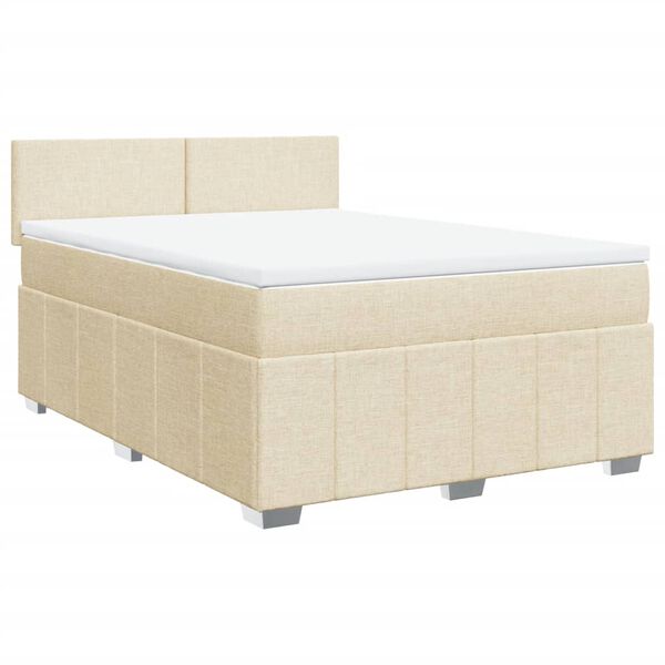 vidaXL Sommier &agrave; lattes de lit avec matelas Cr&egrave;me 160x200 cm Tissu