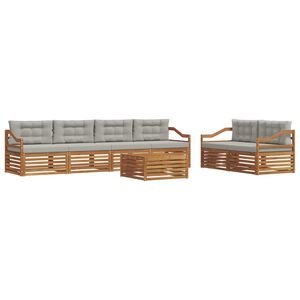 vidaXL Ensemble de canap&eacute;s d'ext&eacute;rieur 7 pcs Gris Naturel et Clair