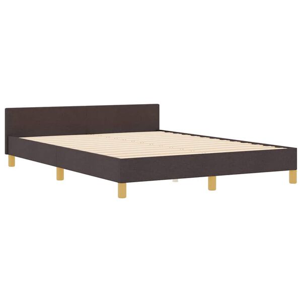 vidaXL Cadre de lit avec t&ecirc;te de lit Marron fonc&eacute; 160 x 200 cm tissu