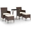 vidaXL Ensemble de bistro de jardin 5 pcs poly rotin et verre tremp&eacute;