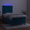 vidaXL Sommier &agrave; lattes de lit avec matelas LED Bleu fonc&eacute; 100x200 cm