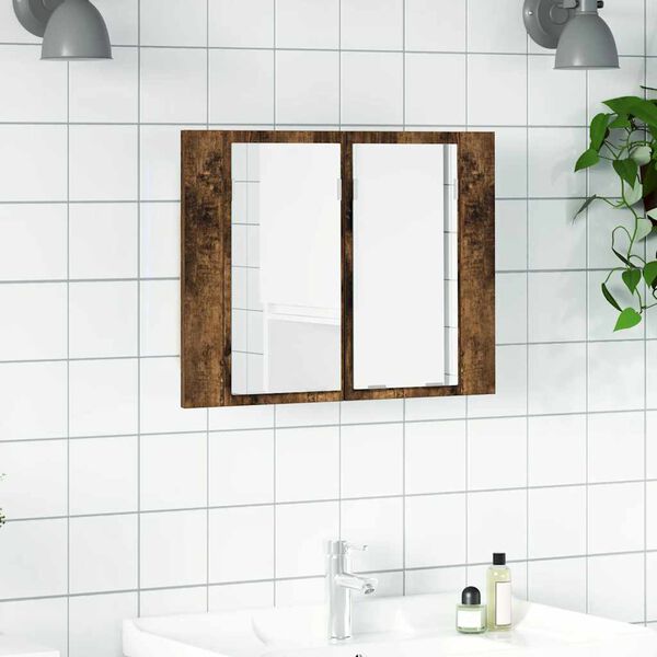 vidaXL Armoire à miroir LED Chêne fumé 60x12x45 cm Bois d'ingénierie
