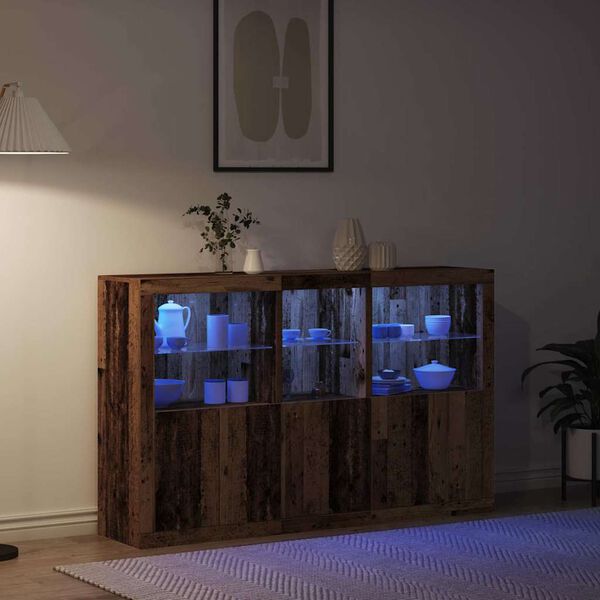 vidaXL Buffet LED Bois ancien 162 x 37 x 100 cm Bois d'ing&eacute;nierie