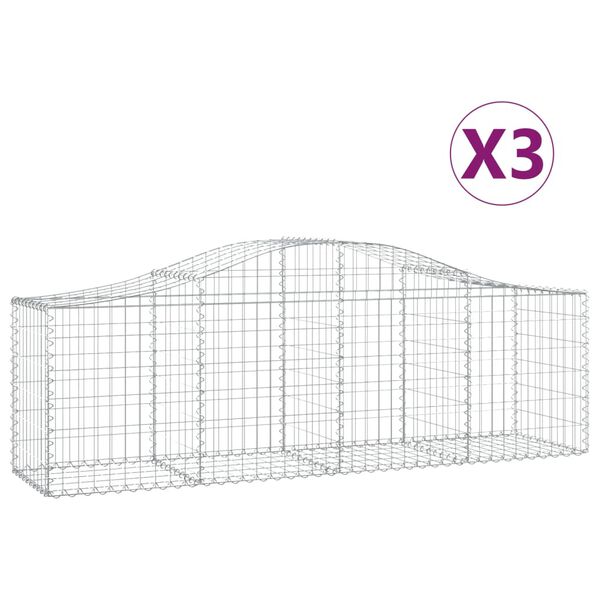 vidaXL Paniers &agrave; gabions arqu&eacute;s 3 pcs 200x50x60/80 cm Fer galvanis&eacute;