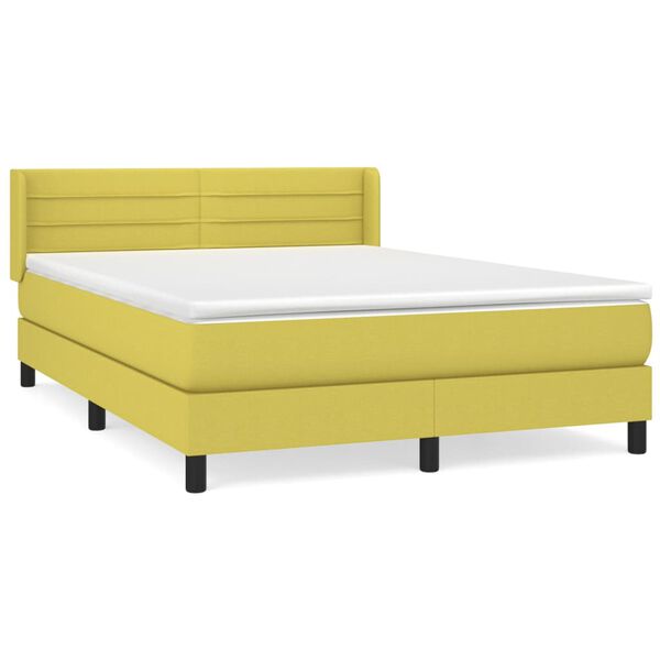 vidaXL Sommier &agrave; lattes de lit avec matelas Vert 140x200 cm Tissu