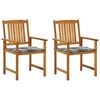 vidaXL Chaises de jardin avec coussins lot de 2 Bois d'acacia massif