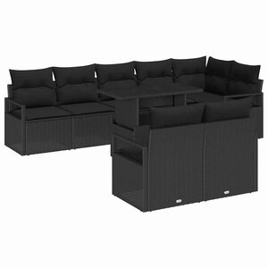 vidaXL Ensemble de canap&eacute; de jardin 9 pc Noir Poly rotin