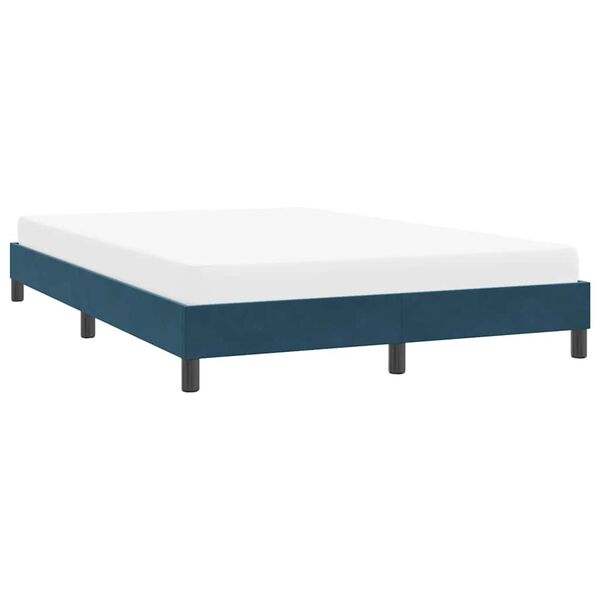 vidaXL Cadre de lit sans matelas bleu fonc&eacute; 140x220 cm velours