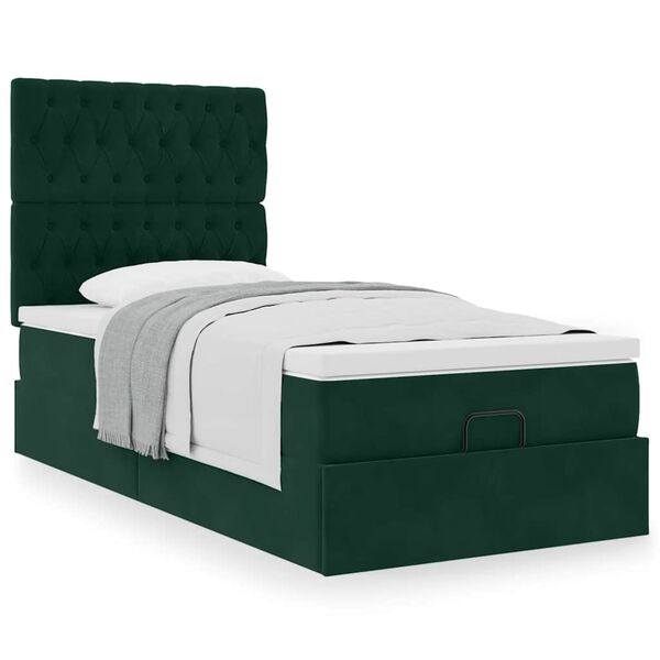 vidaXL Cadre de lit ottoman avec matelas vert fonc&eacute; 80x200 cm velours