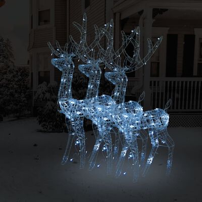 vidaXL Décorations de Noël de renne Acrylique 3 pcs 120 cm Blanc froid