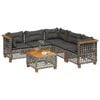 vidaXL Salon de jardin 6 pcs avec coussins gris r&eacute;sine tress&eacute;e
