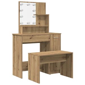 vidaXL Ensemble de coiffeuse avec LED ch&ecirc;ne artisanal bois ing&eacute;nierie