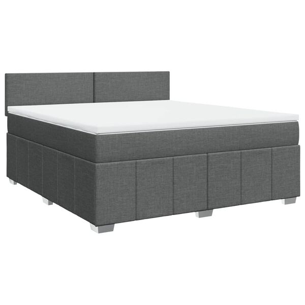 vidaXL Sommier &agrave; lattes de lit avec matelas Gris fonc&eacute; 180x200cm Tissu
