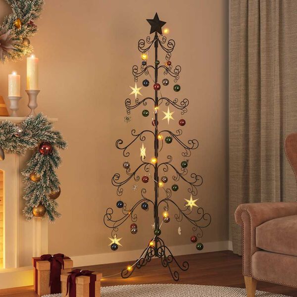 vidaXL Arbre de Noël en métal pour décoration noir 180 cm