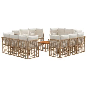 vidaXL Ensemble de canap&eacute;s d'ext&eacute;rieur 13 pcs Blanc Naturel et Cr&egrave;me