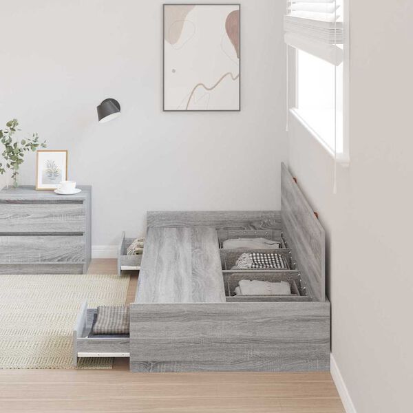 vidaXL Cadre de lit Gris Sonoma 70 x 190 cm Bois d'ing&eacute;nierie