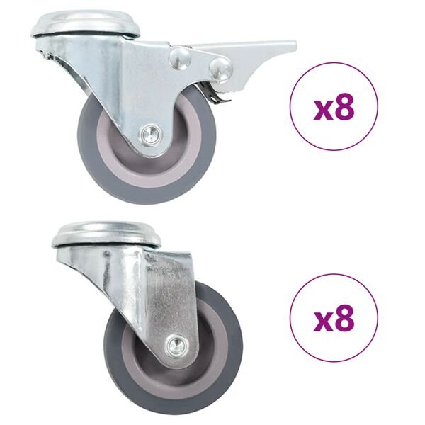 vidaXL 16 pcs Roulettes pivotantes &agrave; trou de boulon 50 mm