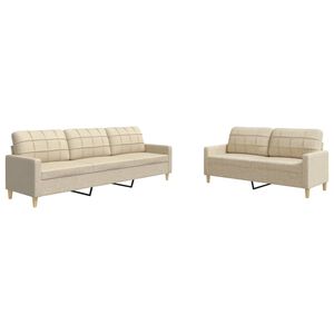 vidaXL Ensemble de canap&eacute;s 2 pcs cr&egrave;me tissu