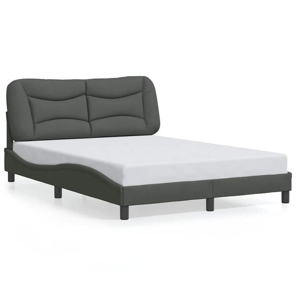 vidaXL Cadre de lit sans matelas Hvar gris fonc&eacute; 140x200 cm tissu
