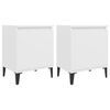 vidaXL Tables de chevet avec pieds en m&eacute;tal blanc 40x30x50 cm
