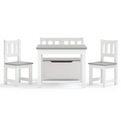 vidaXL Ensemble de table et chaises enfants 4 pcs Blanc et gris MDF