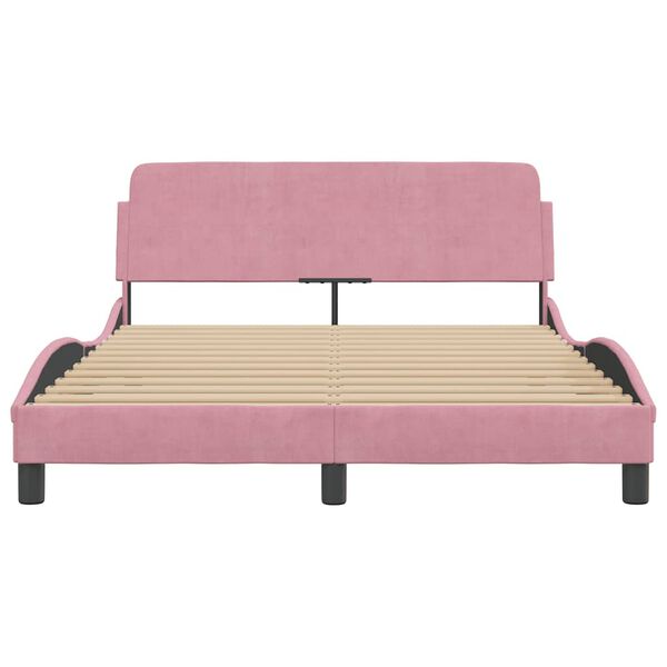 vidaXL Cadre de lit avec t&ecirc;te de lit Dover rose 140x200cm velours