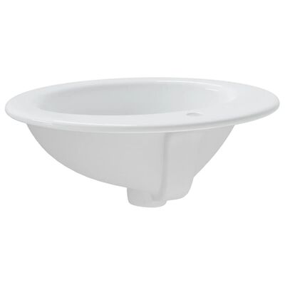 vidaXL Évier de salle de bain blanc 52x46x20 cm ovale céramique