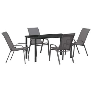 vidaXL Ensemble de salle &agrave; manger pour jardin 5 pcs Gris et Noir
