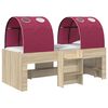 vidaXL Lit avec Tunnel 3 pc Sonoma et Rouge Bois d'ing&eacute;nierie