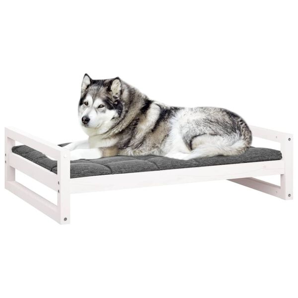 vidaXL Lit pour chien Blanc 105,5x75,5x28 cm Bois de pin solide